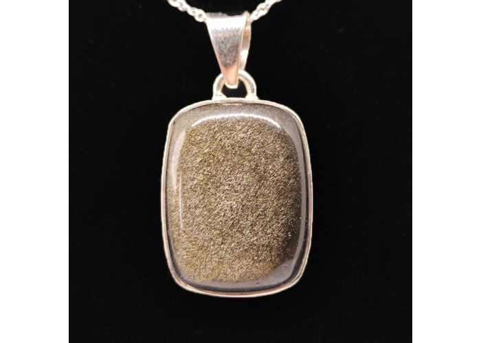 Obsidienne dorée - Pendentif Serti Argent