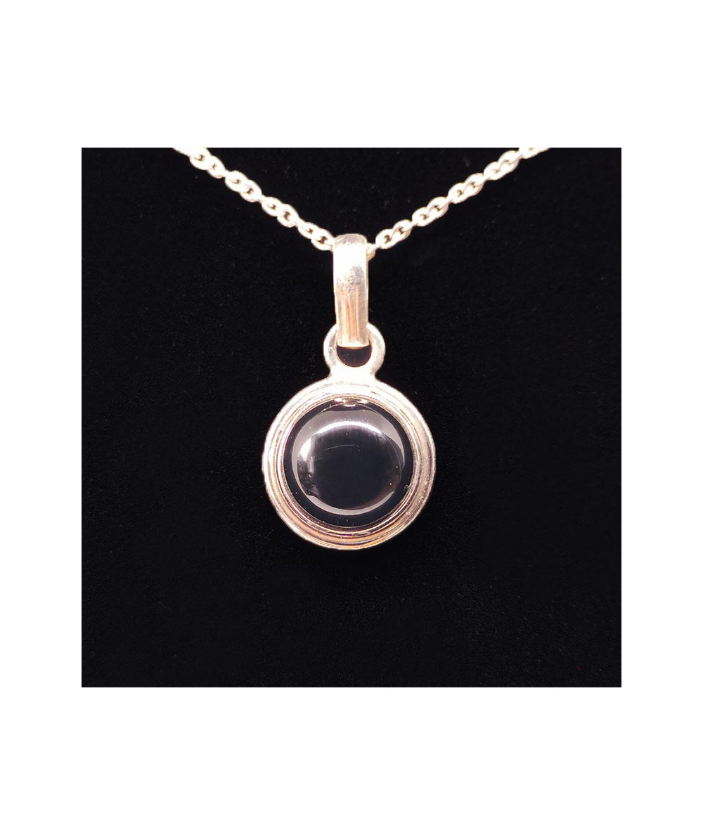 Onyx - Pendentif Serti Argent