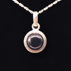 Onyx - Pendentif Serti Argent