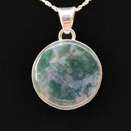 Agate Mousse - Pendentif Serti Argent