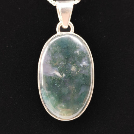 Agate Mousse - Pendentif Serti Argent