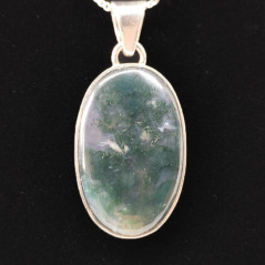 Agate Mousse - Pendentif Serti Argent