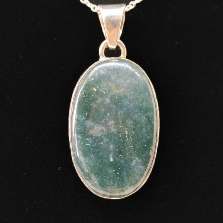 Agate Mousse - Pendentif Serti Argent