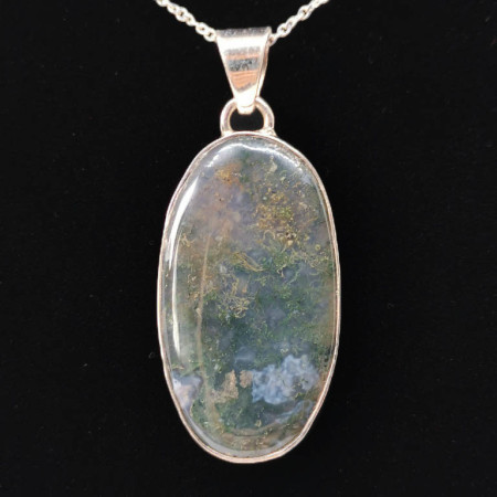Agate Mousse - Pendentif Serti Argent
