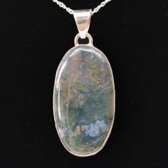 Agate Mousse - Pendentif Serti Argent