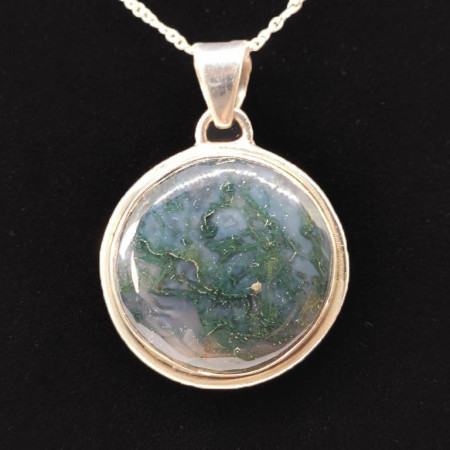 Agate Mousse - Pendentif Serti Argent