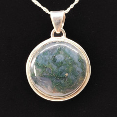 Agate Mousse - Pendentif Serti Argent