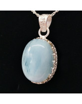 Aigue Marine EXTRA +++ - Pendentif  Serti Argent