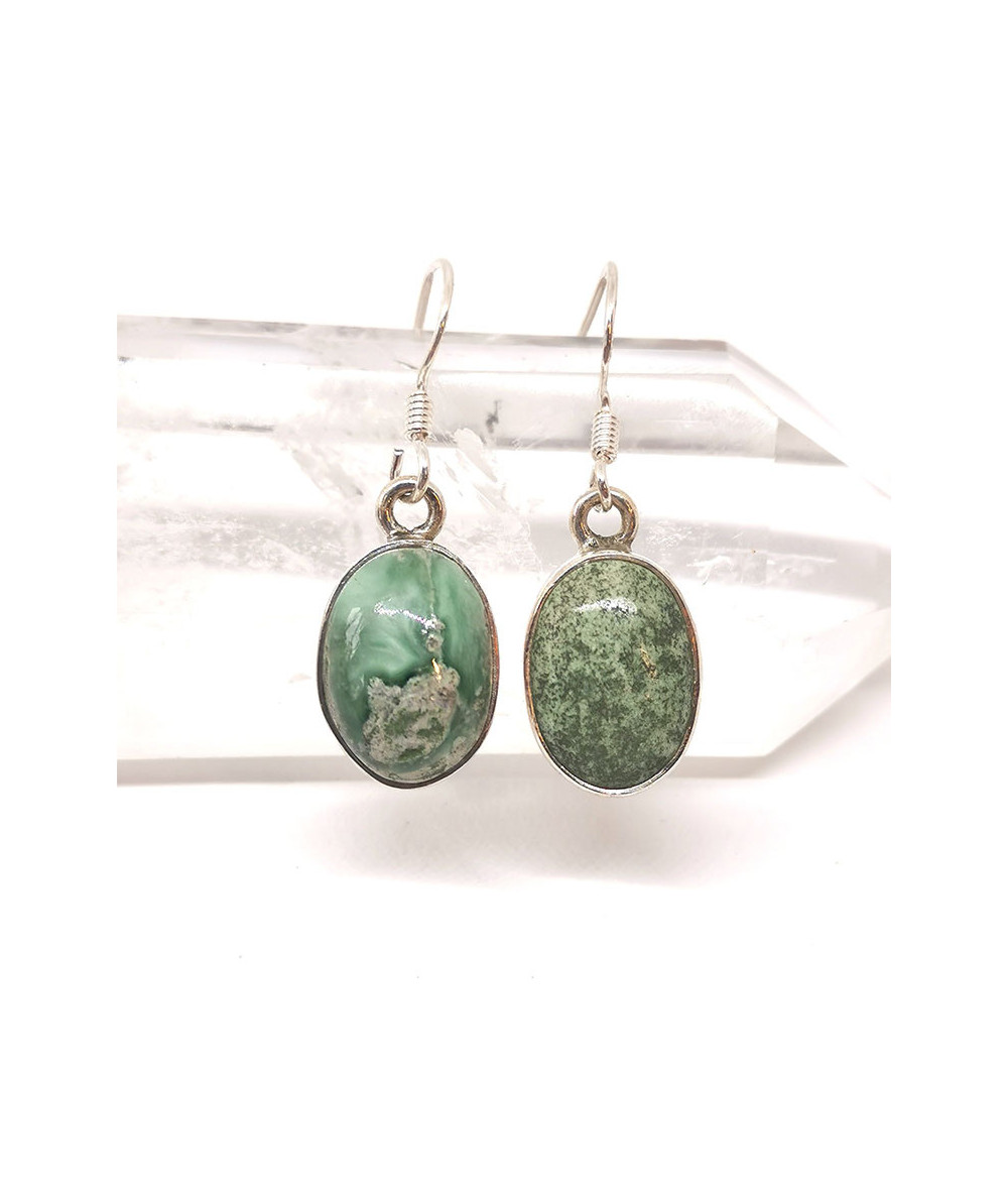 Variscite - Boucles d'Oreilles Serti Argent