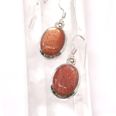 Pierre de Soleil AAA+ - Boucles d'Oreilles serties Argent