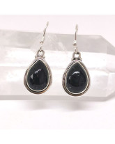 Tourmaline noire - Boucles d'Oreilles Serties Argent