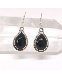 Tourmaline noire - Boucles d'Oreilles Serties Argent