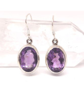 Améthyste EXTRA  - Boucles d'Oreilles Serties Argent - Facetté