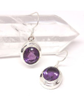 Améthyste EXTRA  - Boucles d'Oreilles Serties Argent - Facetté