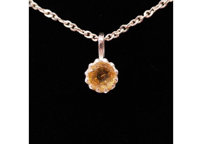 Citrine Naturelle Gemme - Pendentif Serti Argent - Qualité Joaillerie