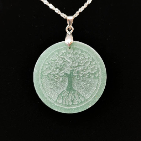 Aventurine Verte & Arbre de Vie - Pendentif Bélière