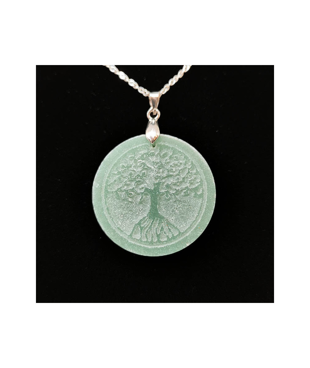 Aventurine Verte & Arbre de Vie - Pendentif Bélière