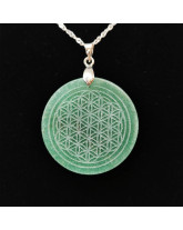 Aventurine Verte & Fleur de Vie - Pendentif Bélière