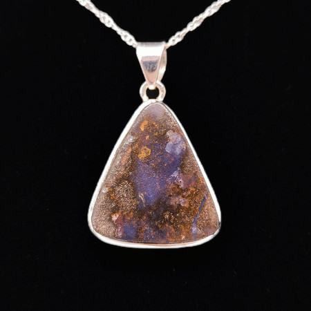 Opale Boulder - Pendentif Serti Argent