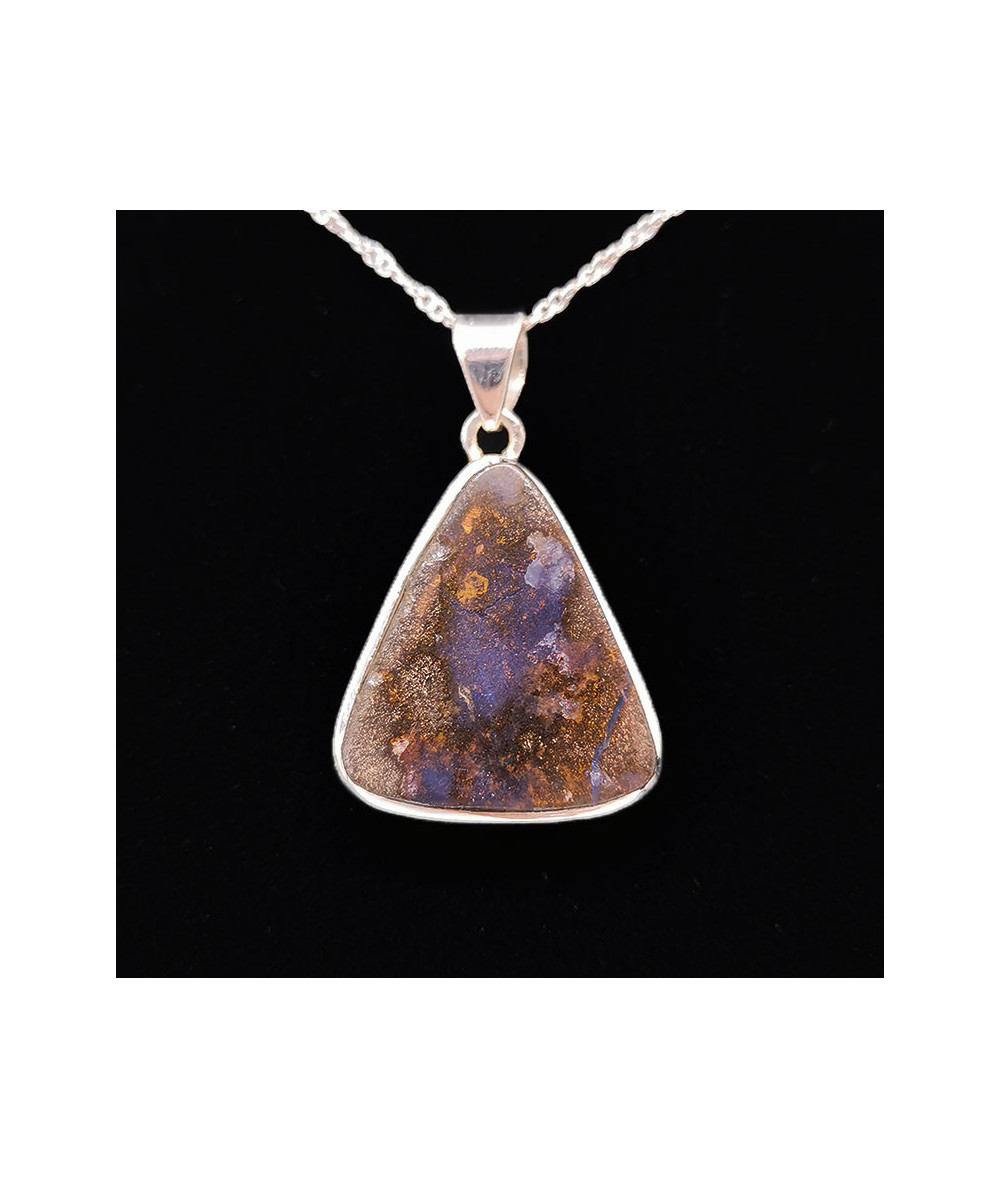 Opale Boulder - Pendentif Serti Argent