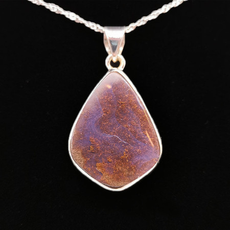 Opale Boulder - Pendentif Serti Argent