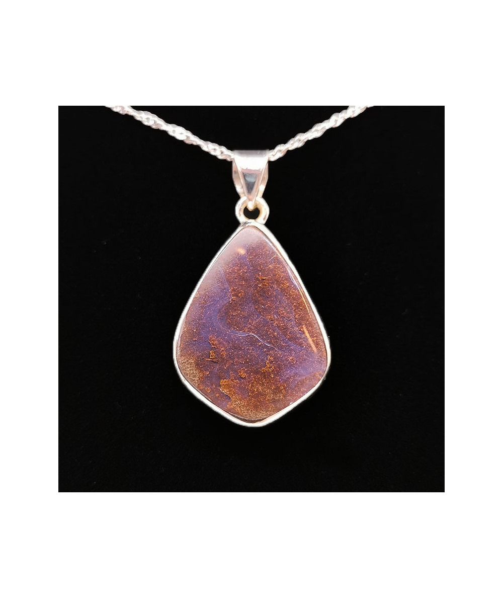 Opale Boulder - Pendentif Serti Argent