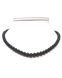 Collier Spinelle noire - Boules 8 mm