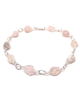 Quartz rose - Bracelet Mini pierre roulée - Argenté