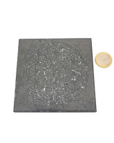 Shungite - Plaque face polie Fleur de Vie