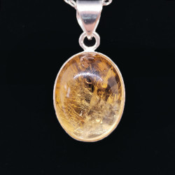 Citrine Naturelle Gemme - Pendentif Serti Argent - Qualité Joaillerie