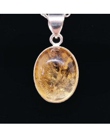 Citrine Naturelle Gemme - Pendentif Serti Argent - Qualité Joaillerie