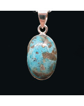 Turquoise d'Iran - Pendentif Serti Argent