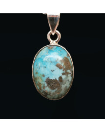 Turquoise d'Iran - Pendentif Serti Argent