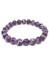 Améthyste Chevron - Bracelet Boules 8 mm