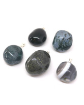 Agate Mousse - Pendentif Pierre Roulée