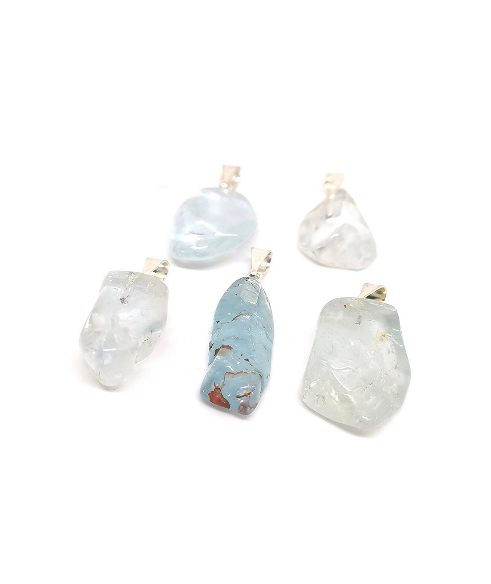 Pendentif Topaze Bleue Sur Argent 925 Et Or Blanc 14k Plaqué - Neuf Avec étiquettes - Marque A Bijoux