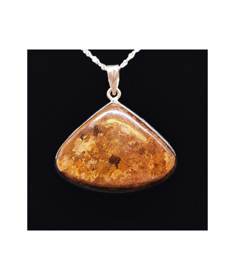 Collier Homme Avec Pendentif Bronzite - Pierre Naturelle, Cordon Cuir Ou Nylon Ajustable, Style Naturel Et Urbain