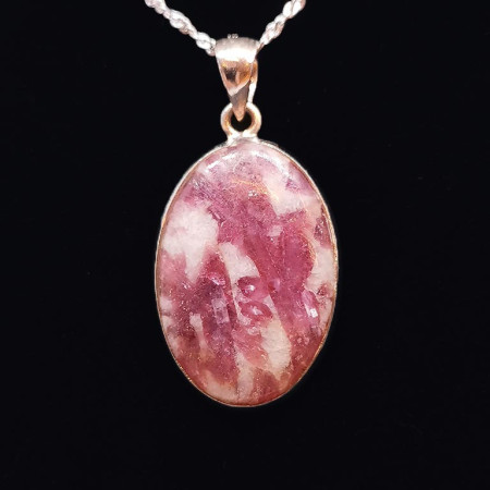 Tourmaline rose ( Rubellite ) - Pendentif Serti Argent