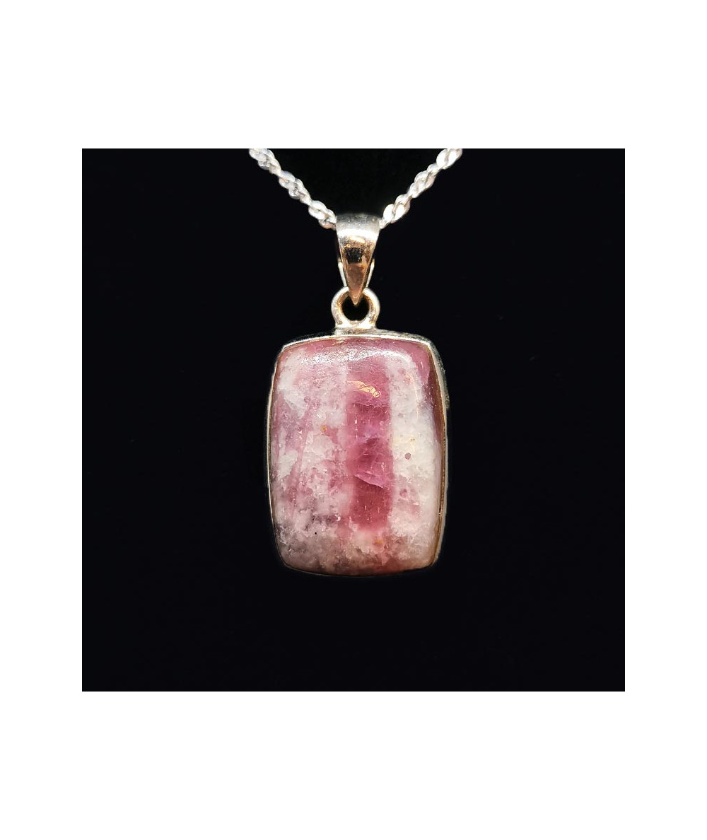 Tourmaline rose ( Rubellite ) - Pendentif Serti Argent