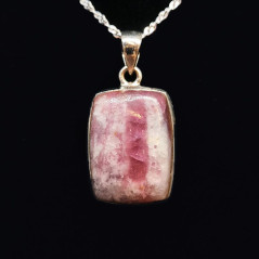 Tourmaline rose ( Rubellite ) - Pendentif Serti Argent