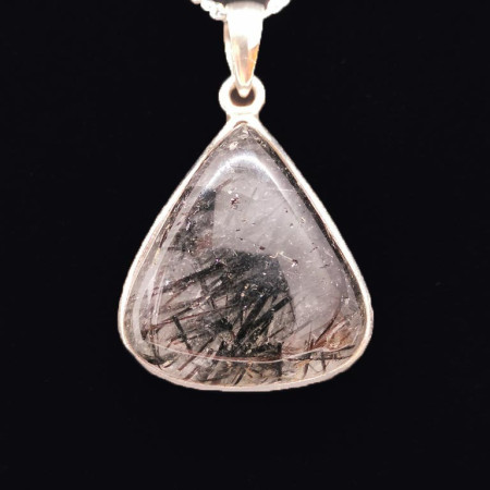 Quartz / Tourmaline noire - Pendentifs Bélière Sertis Argent 