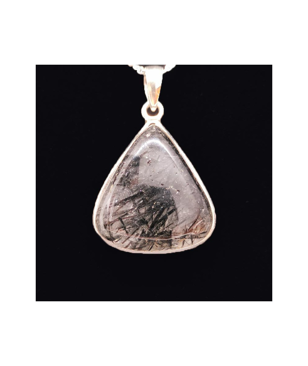 Quartz / Tourmaline noire - Pendentifs Bélière Sertis Argent 