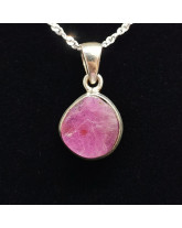 Tourmaline Rose Brute ( Rubellite ) - Pendentif Serti Argent
