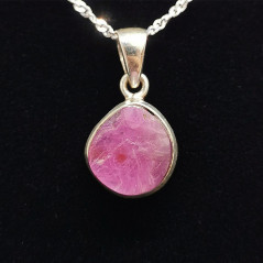 Tourmaline Rose Brute ( Rubellite ) - Pendentif Serti Argent