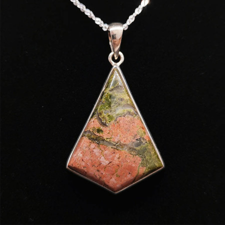 Unakite - Pendentif Serti Argent