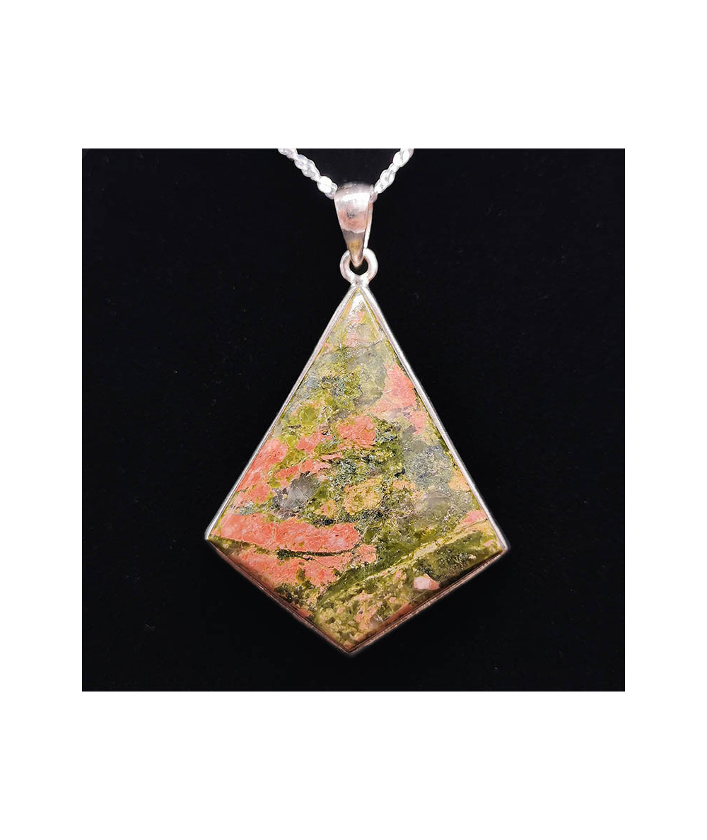 Unakite - Pendentif Serti Argent