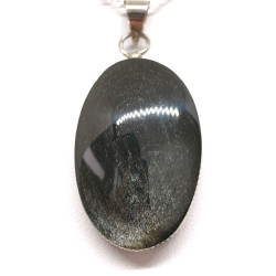 Obsidienne argentée - Pendentifs Cerclé - Bélière Argentée