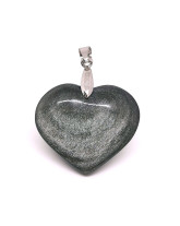 Obsidienne Argentée - Pendentif Coeur - Cerclé Argent