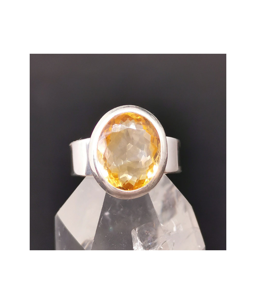 Citrine Naturelle AAA+ - Bague Sertie Argent