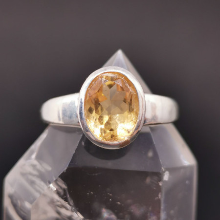 Citrine Naturelle AAA+ - Bague Sertie Argent